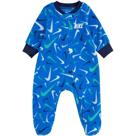 Nike Baby Boy Microfleece Sleep & Play Footed Coverall Blue Sleepwear, 6 Months - Picture 1 of 2